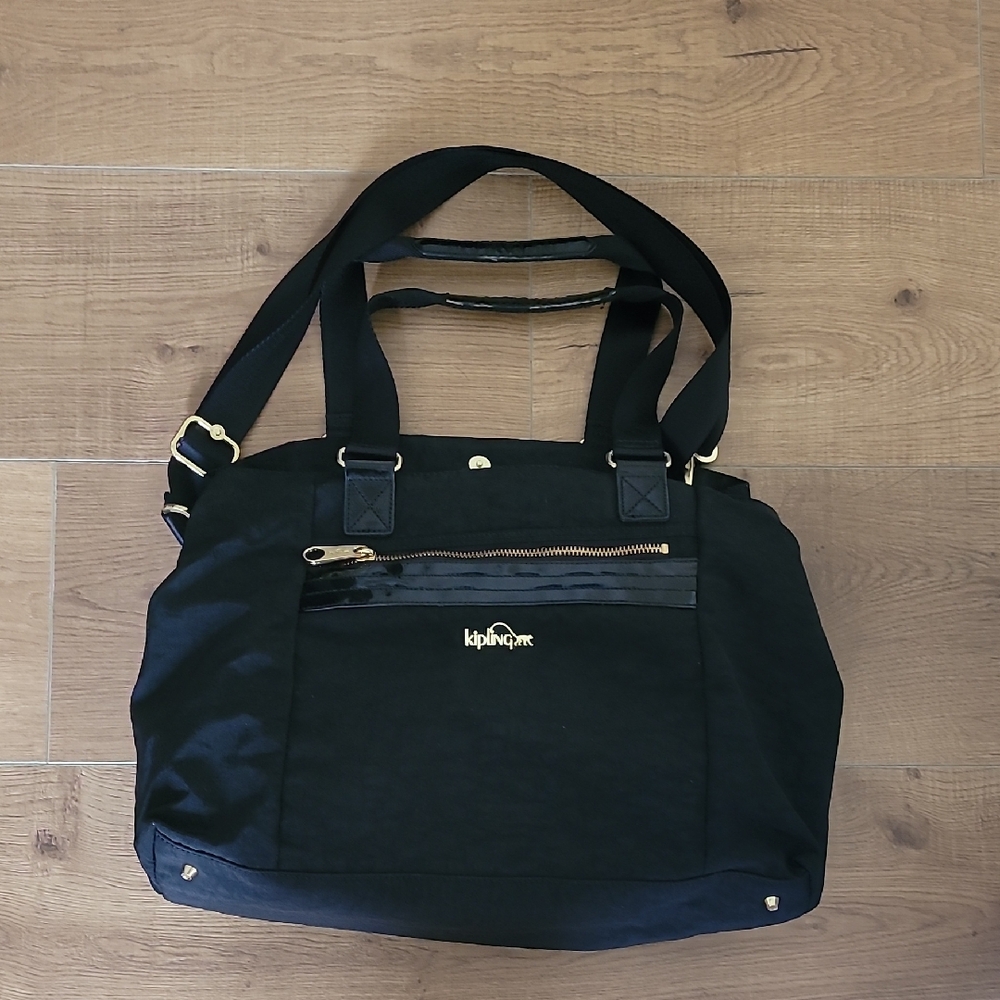 Kipling Shoulder Crossbody Multi Pocket Black Tote Bag Handbag